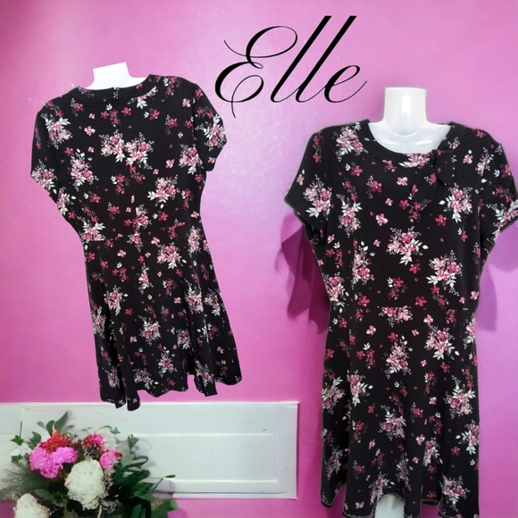 Nwt!! ELLE Designer Black and Floral Gorgeous Midi Dress With Bow Tie!!💖 - Picture 10 of 16